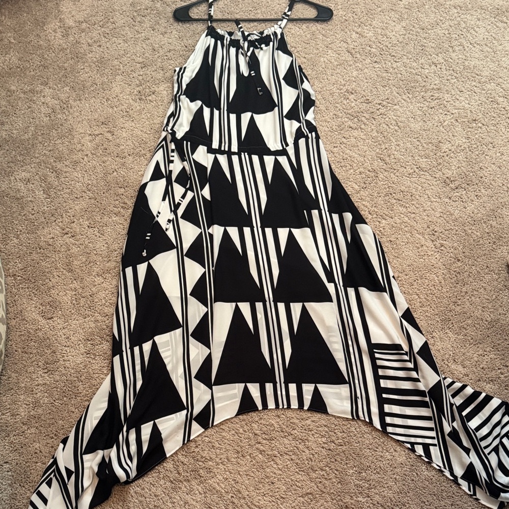 Express Black and White Geometric Maxi Dress